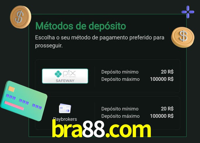 O cassino bra88.com oferece uma grande variedade de métodos de pagamento